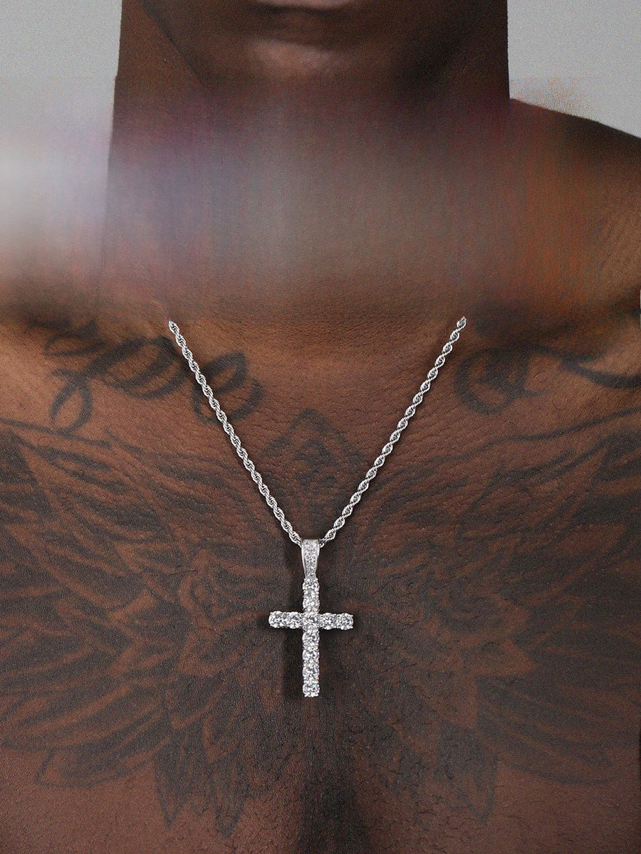 Diamond-encrusted cross necklace
