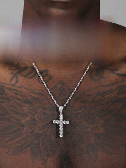 Diamond-encrusted cross necklace