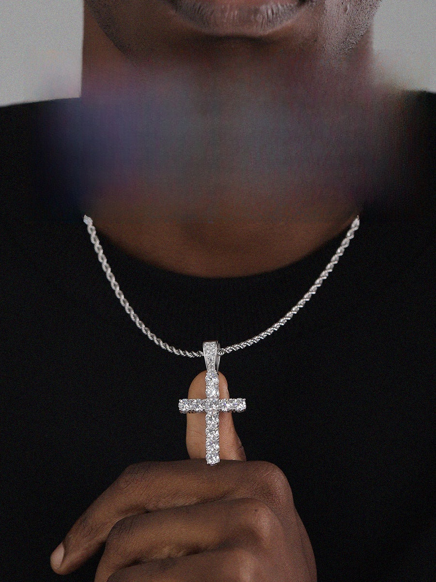 Diamond-encrusted cross necklace