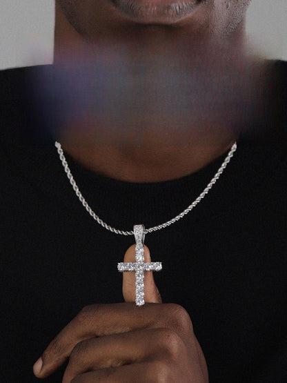 Diamond-encrusted cross necklace
