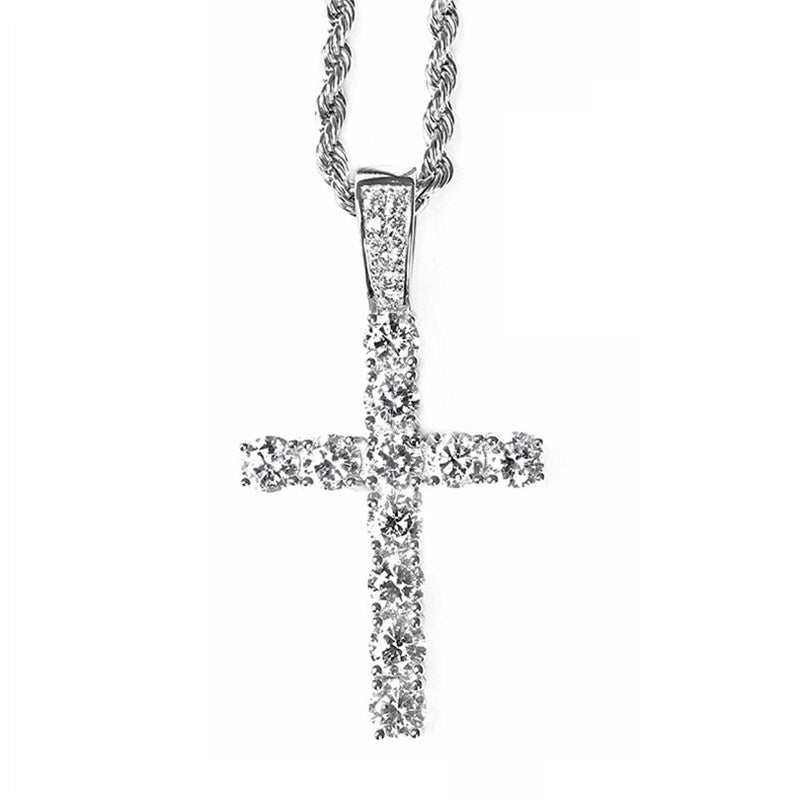 Diamond-encrusted cross necklace