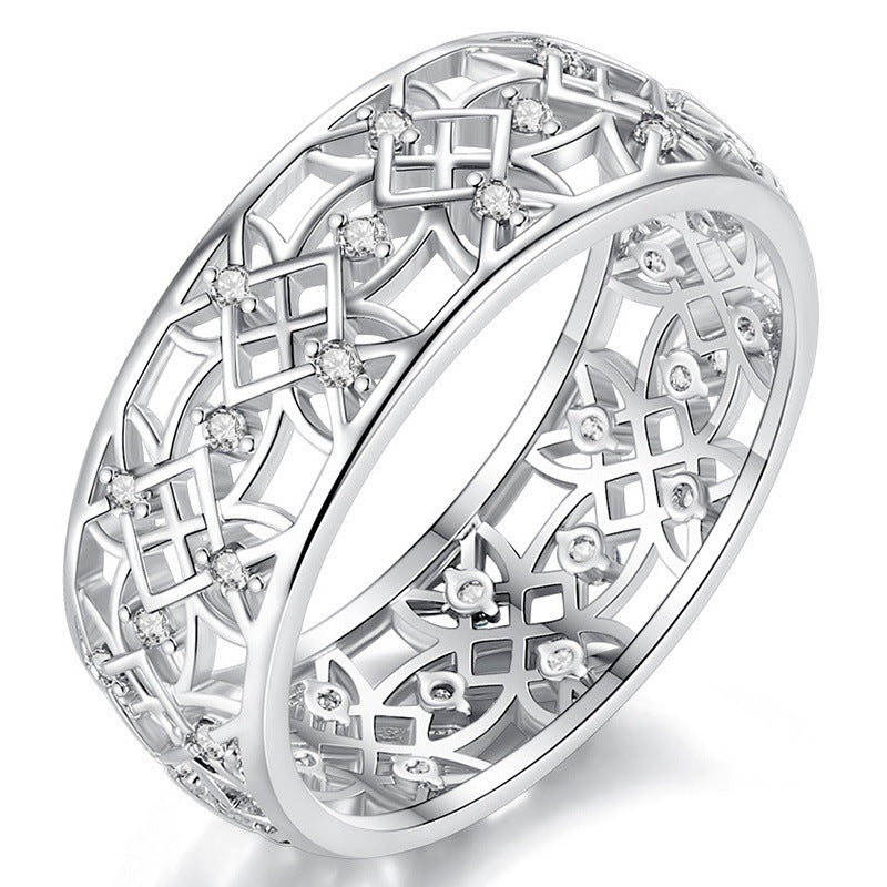 Diamond Encrusted Floral Openwork Starry Ring