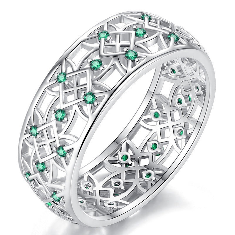 Diamond Encrusted Floral Openwork Starry Ring