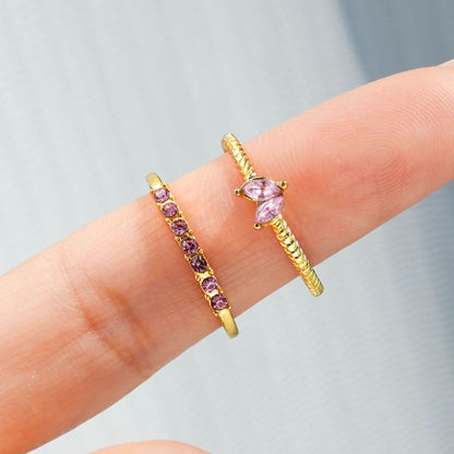 Diamond - encrusted Heart Ring Set
