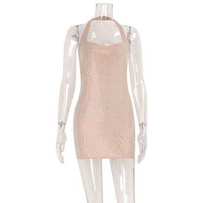 Diamond-encrusted slim-fitting dress