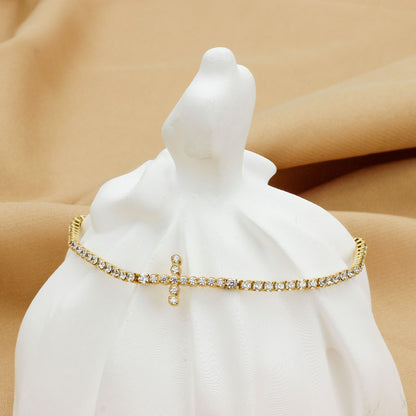 Diamond Encrusted Zircon Cross Bracelet