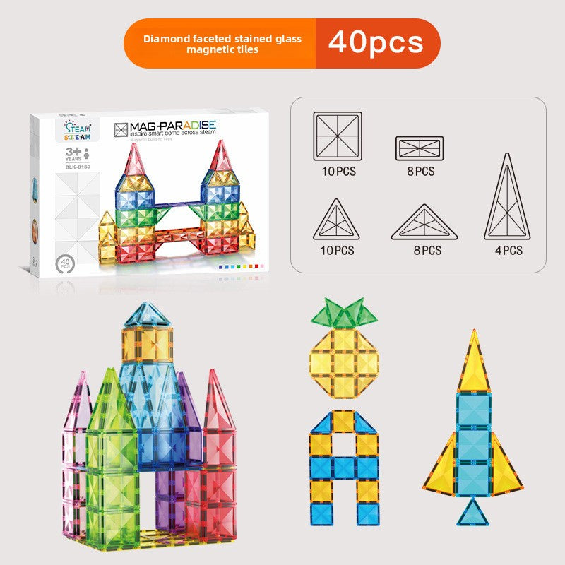 Diamond Faceted Magnetic Building Tiles