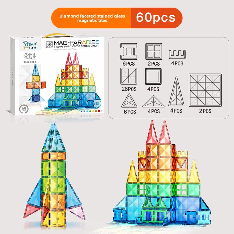 Diamond Faceted Magnetic Building Tiles