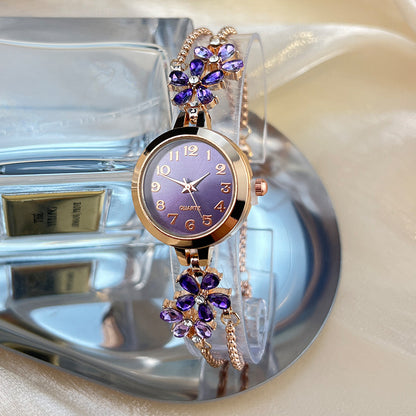 Diamond Flower Pull-out Bracelet Watch