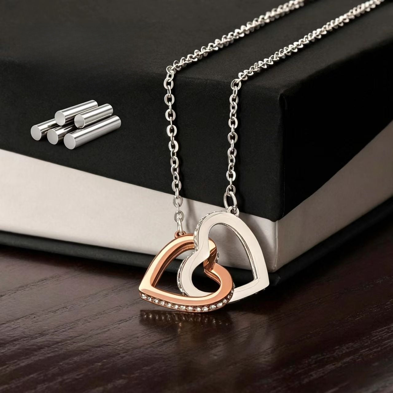 Diamond Heart Double Ring Necklace