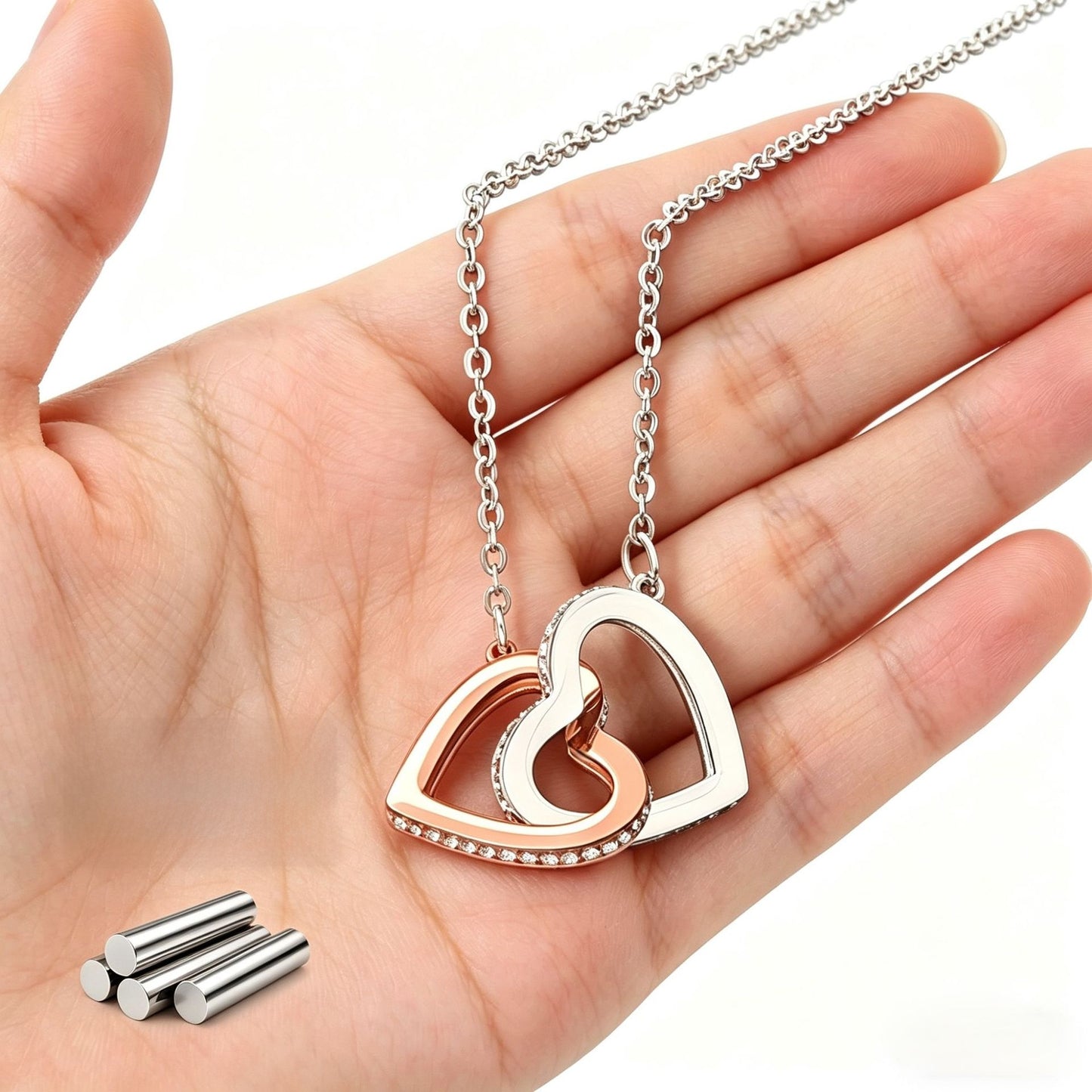 Diamond Heart Double Ring Necklace
