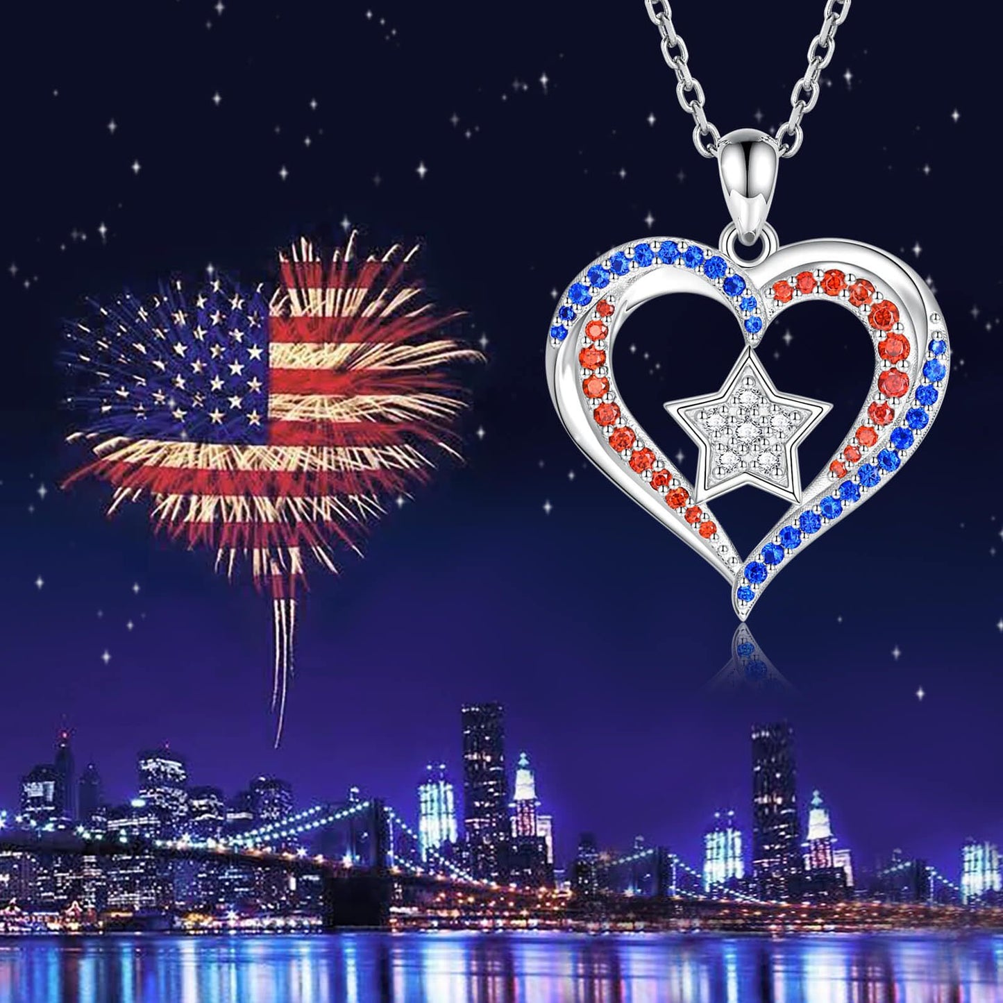 Diamond Heart Flag Necklace
