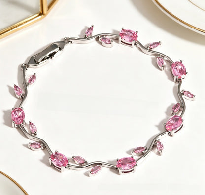 Diamond Inlay Leaf Design Alloy Bracelet