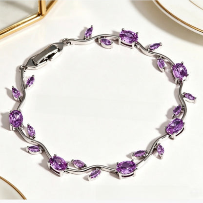 Diamond Inlay Leaf Design Alloy Bracelet