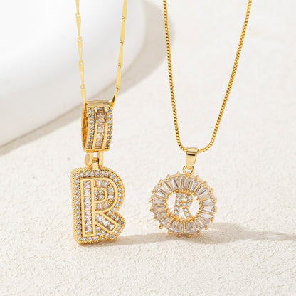 Diamond Letter Pendant Necklace