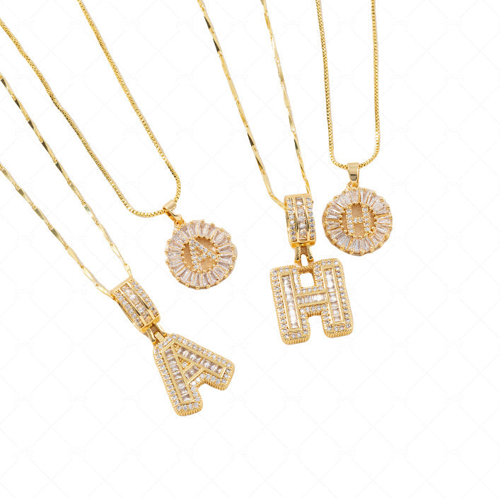 Diamond Letter Pendant Necklace