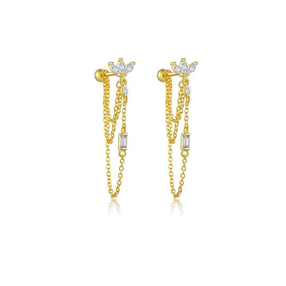 Diamond Marquise Chain Tassel Earrings