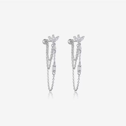 Diamond Marquise Chain Tassel Earrings