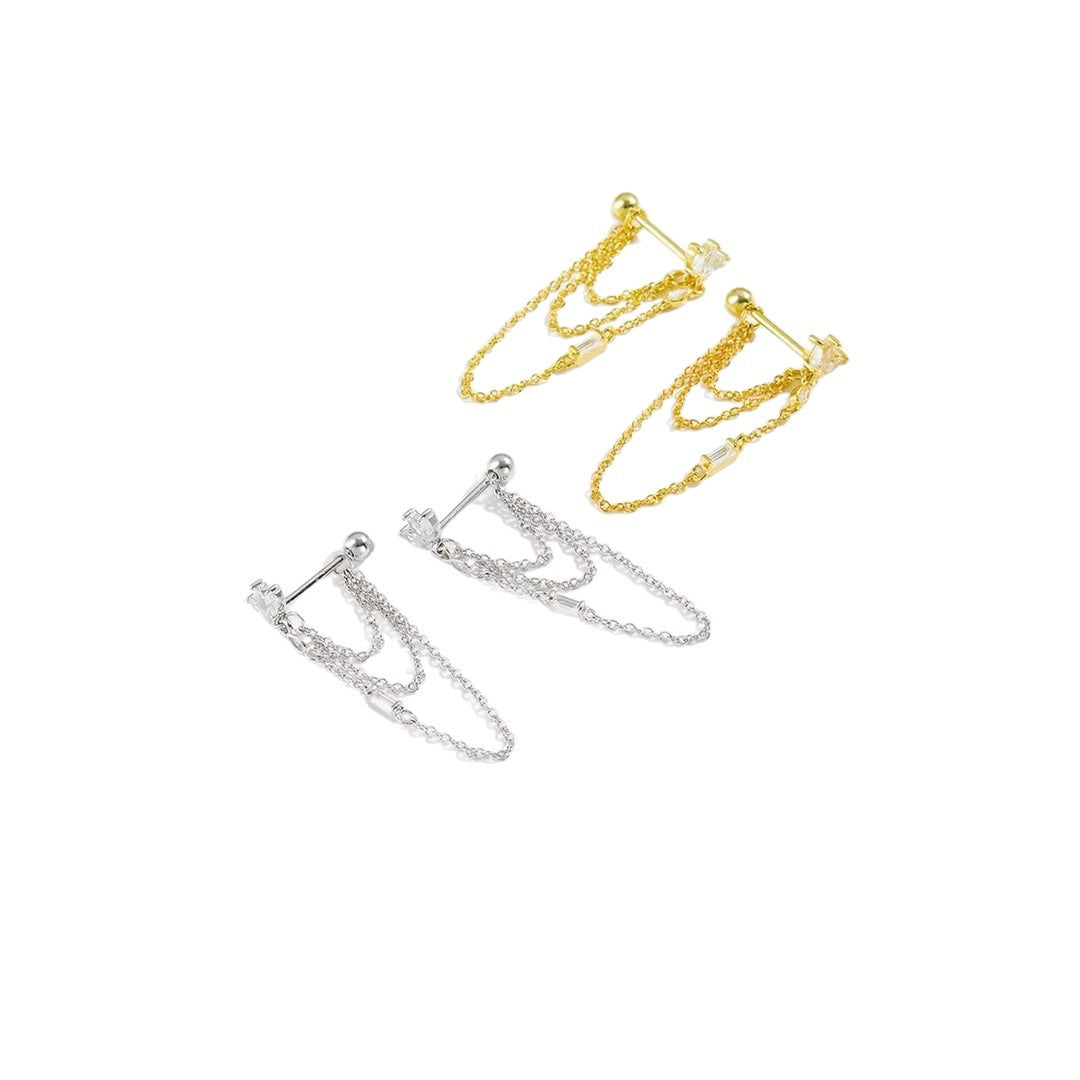 Diamond Marquise Chain Tassel Earrings