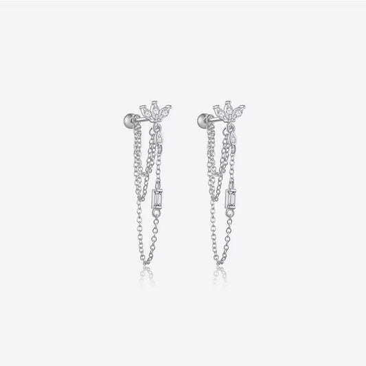 Diamond Marquise Chain Tassel Earrings