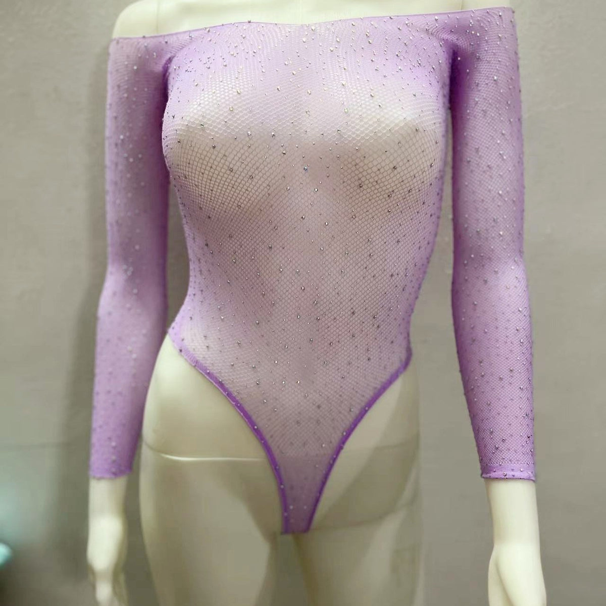 Diamond Mesh Bodysuit with Fishnet