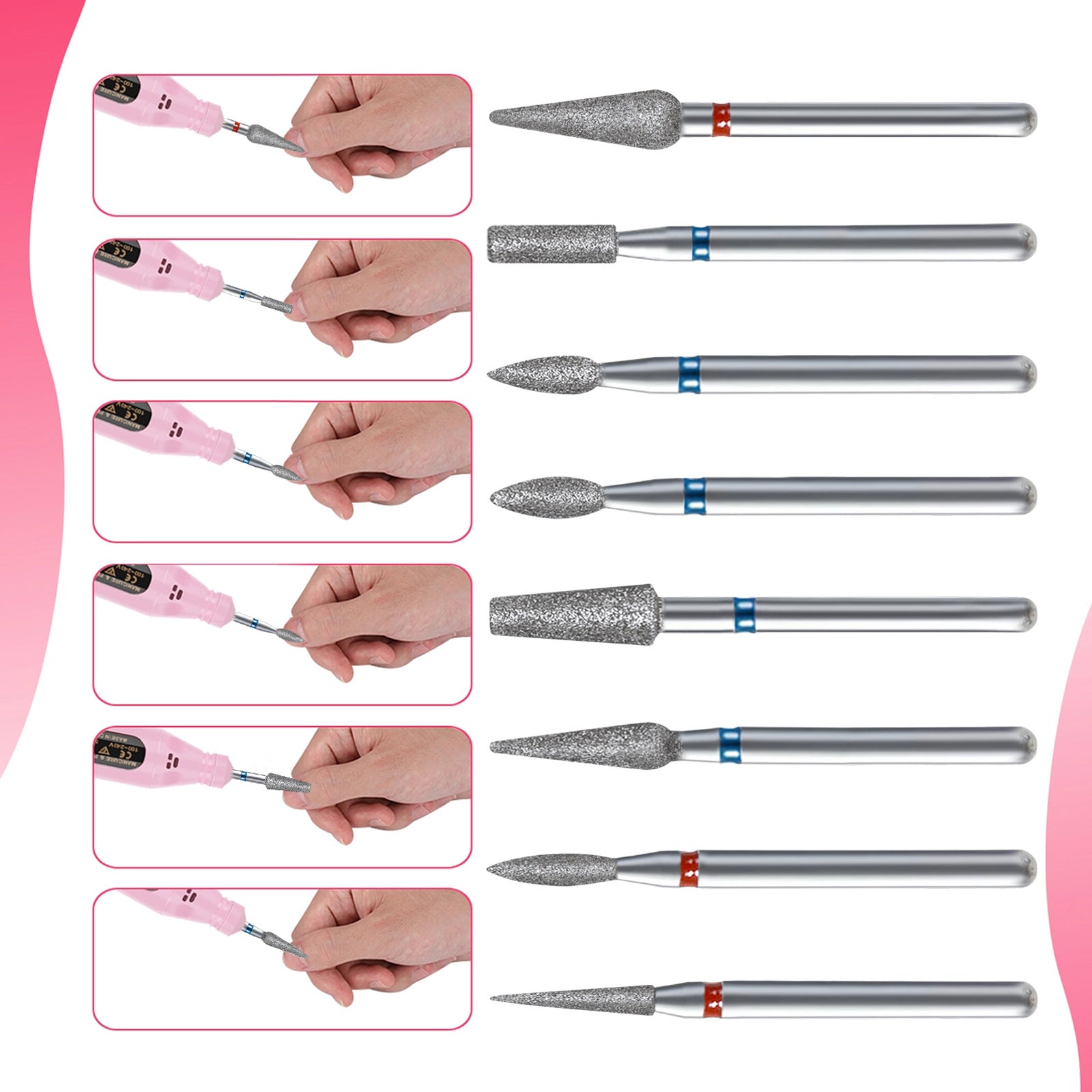 Diamond Nail Grinding Heads Set