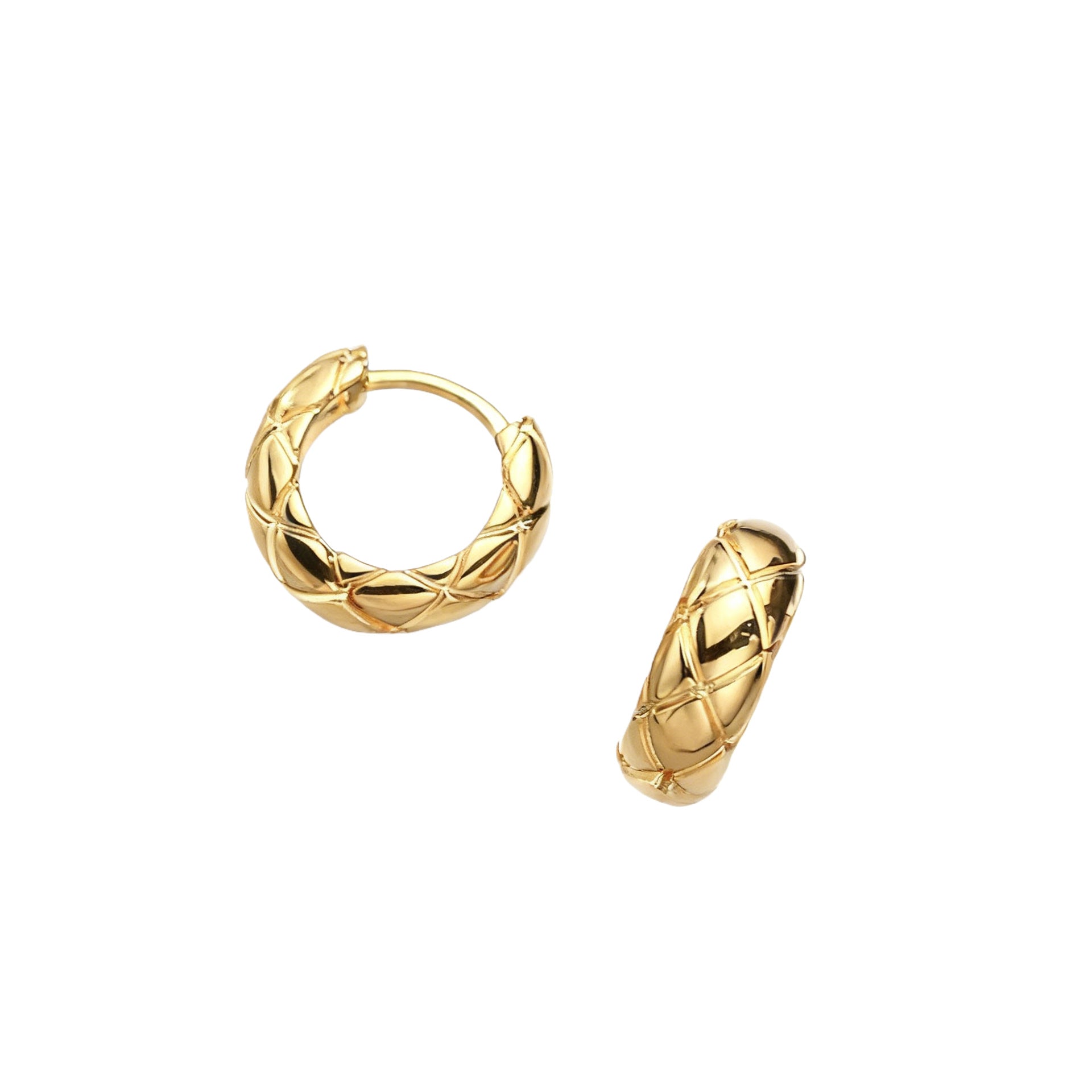 Diamond-pattern hoop earrings