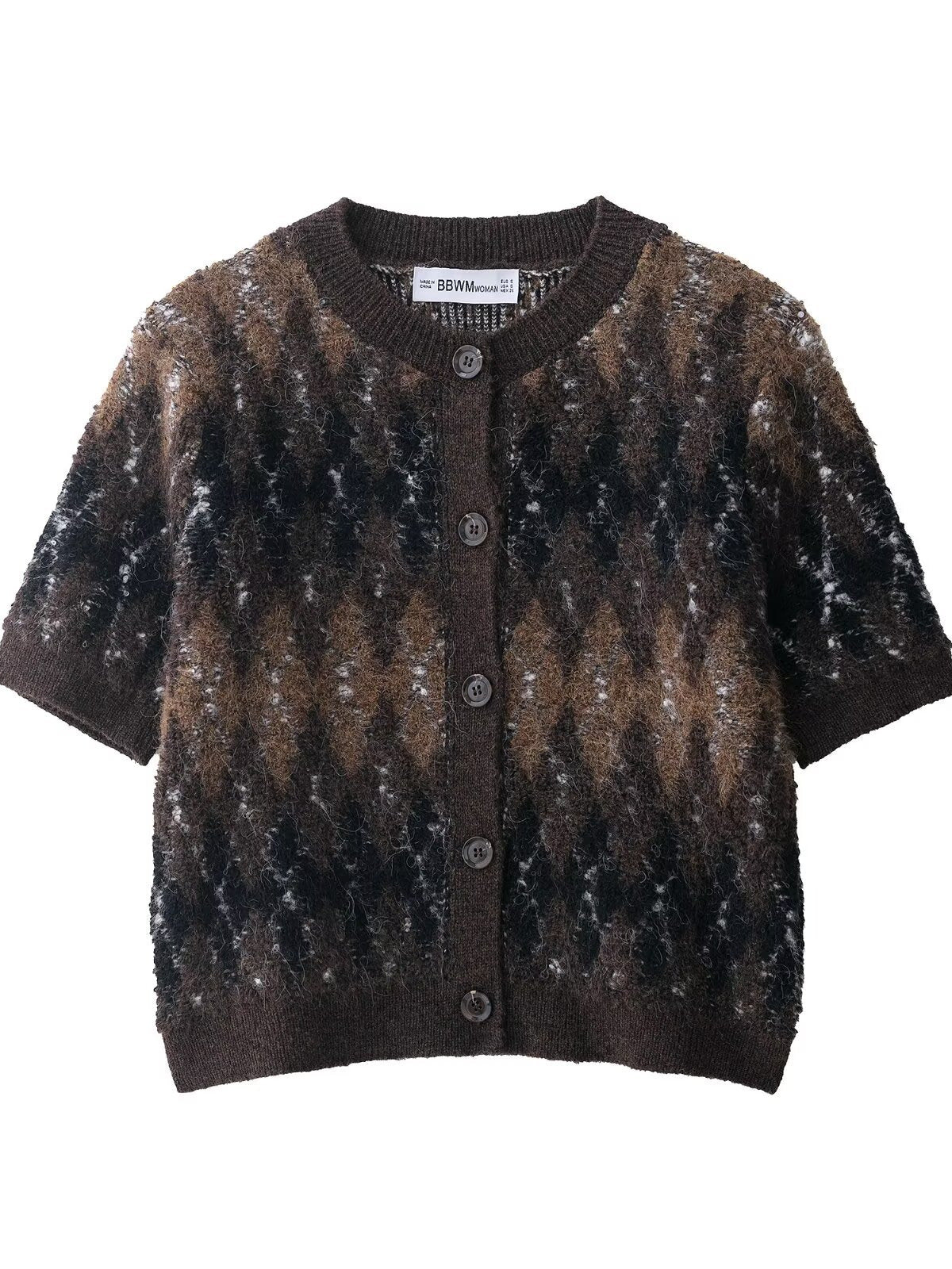 Diamond Pattern Knitted Cardigan
