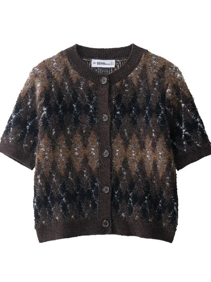 Diamond Pattern Knitted Cardigan