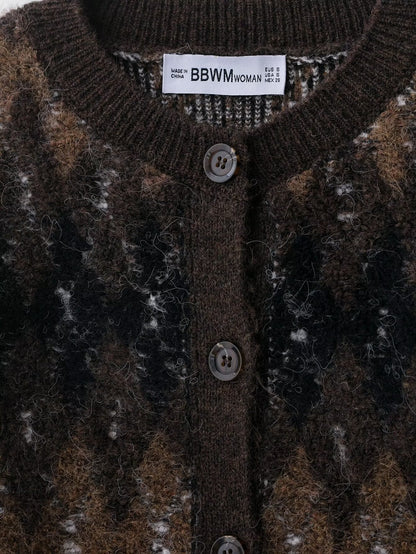 Diamond Pattern Knitted Cardigan