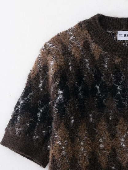 Diamond Pattern Knitted Cardigan