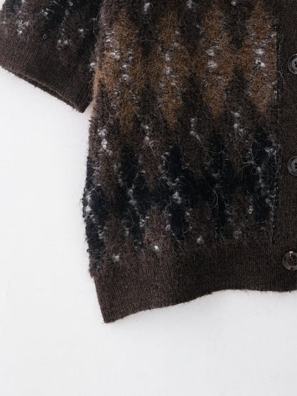 Diamond Pattern Knitted Cardigan