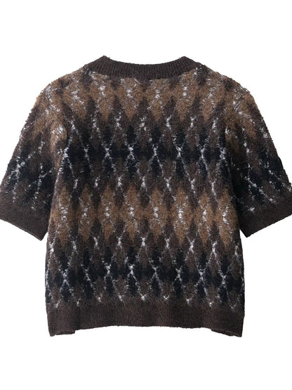 Diamond Pattern Knitted Cardigan