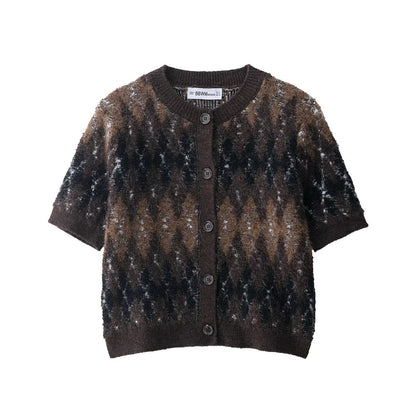 Diamond Pattern Knitted Cardigan