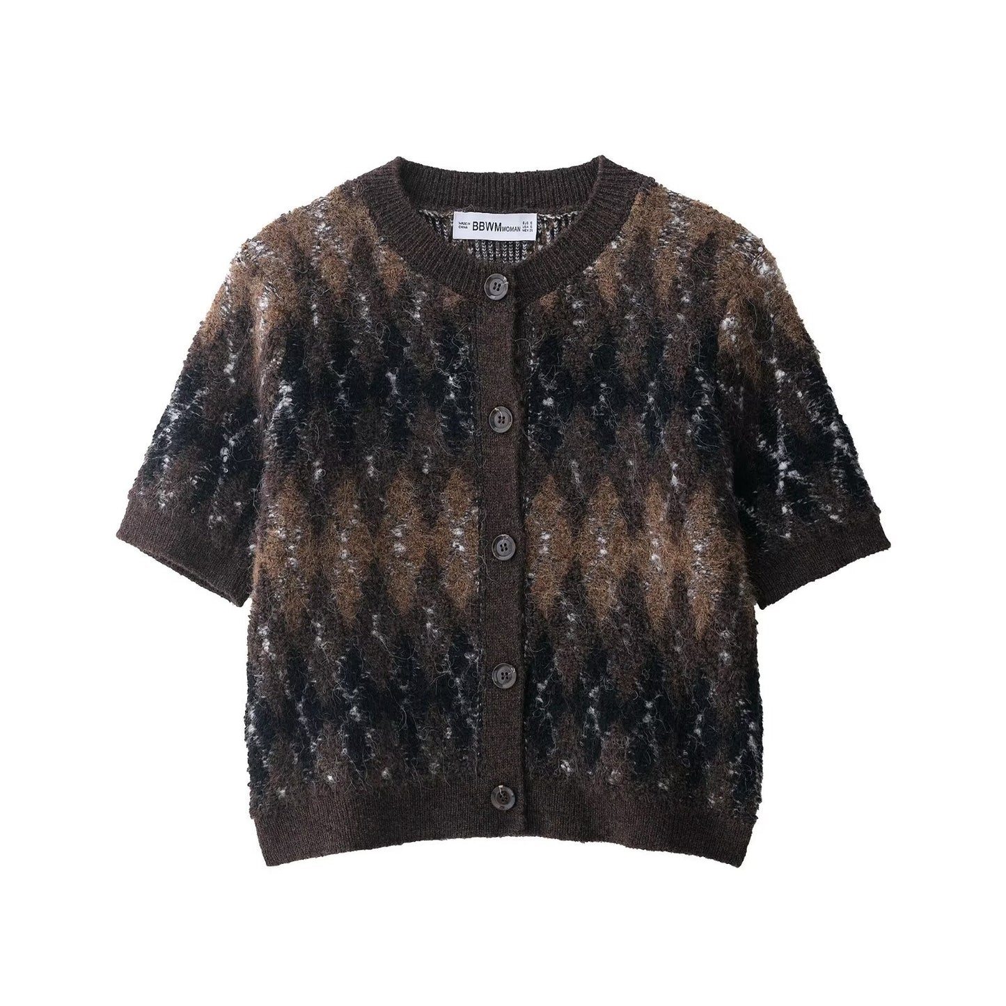Diamond Pattern Knitted Cardigan