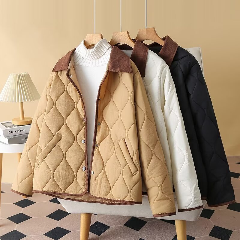 Diamond-patterned padded coat