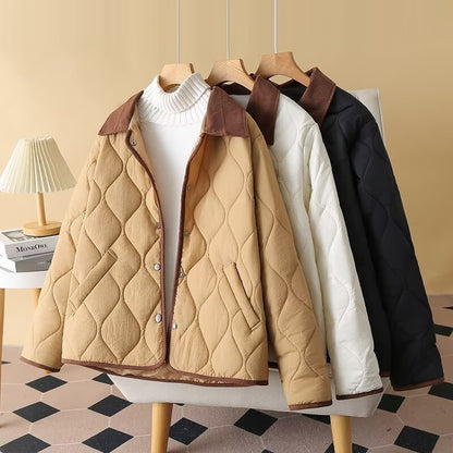 Diamond-patterned padded coat