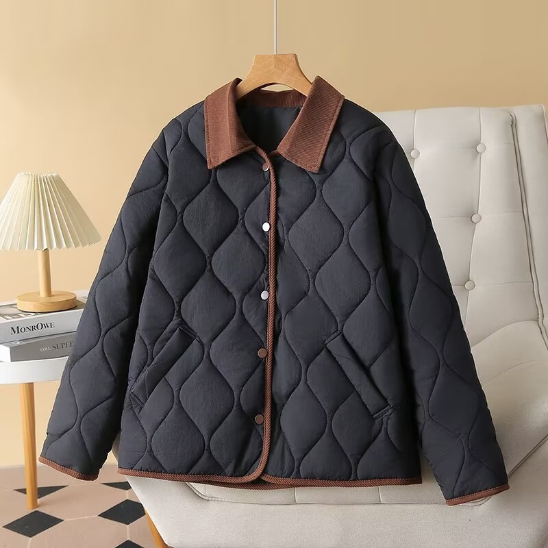 Diamond-patterned padded coat