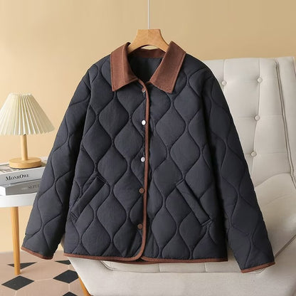 Diamond-patterned padded coat
