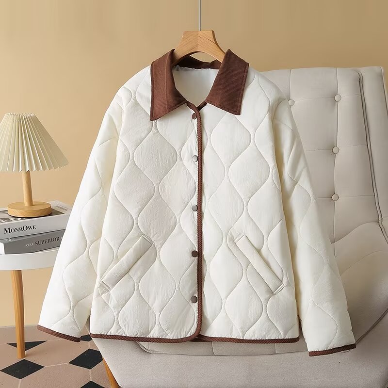 Diamond-patterned padded coat