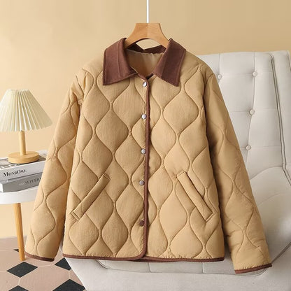 Diamond-patterned padded coat