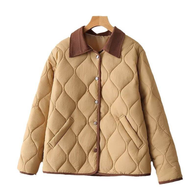 Diamond-patterned padded coat