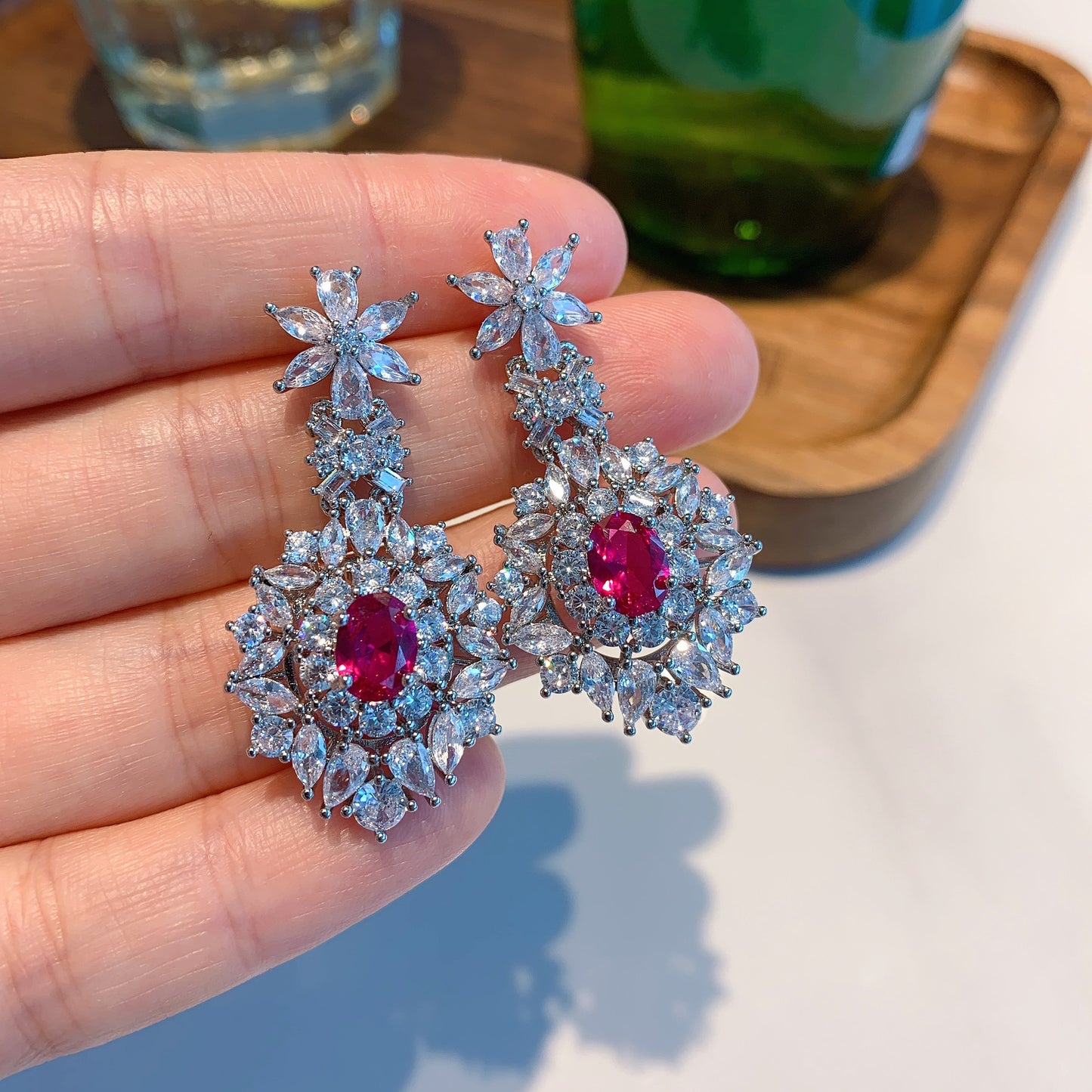 Diamond Pendant Stud Earrings