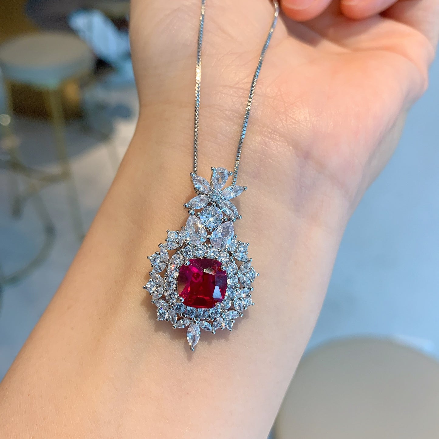 Diamond Pendant Stud Earrings