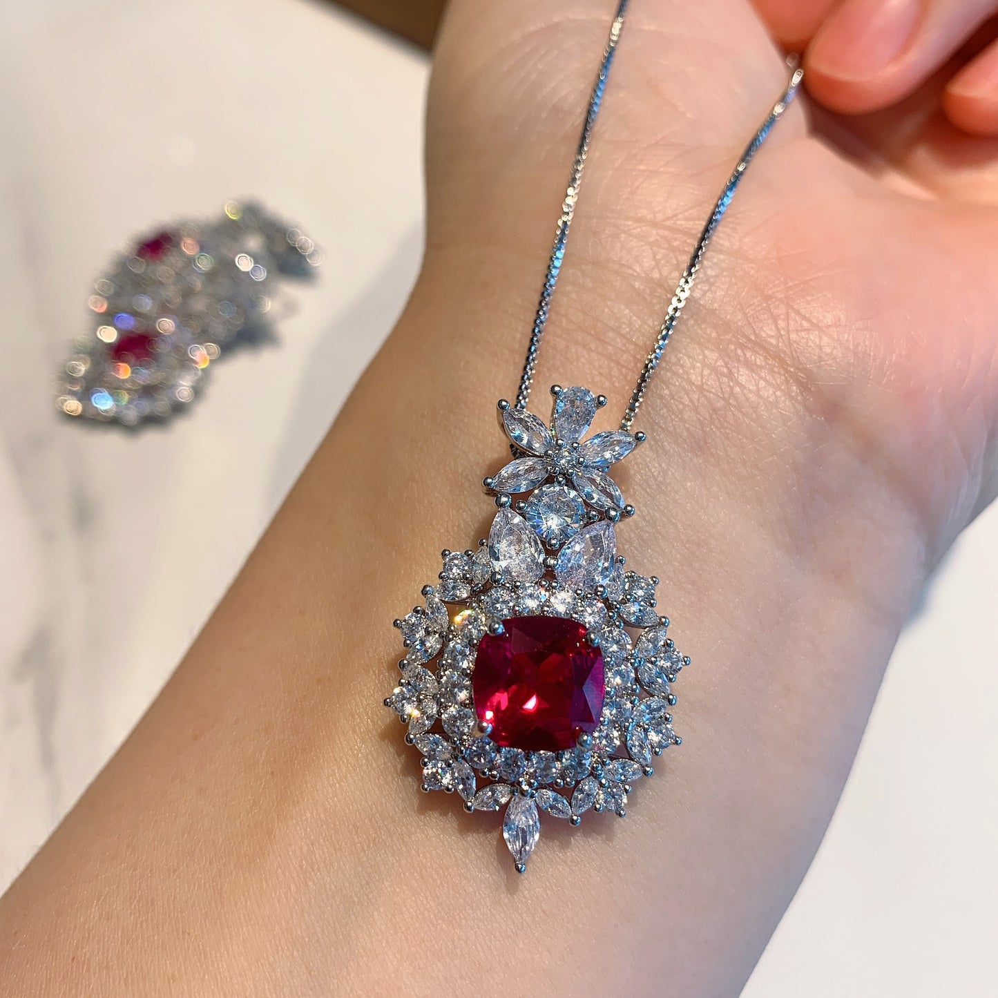 Diamond Pendant Stud Earrings