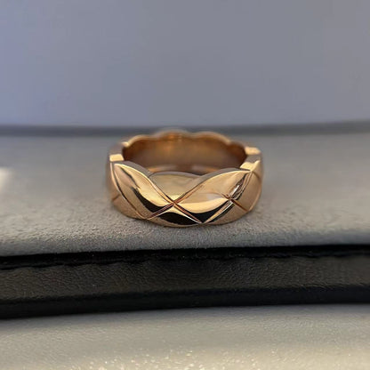 Diamond Plaid Gold Plated Ring