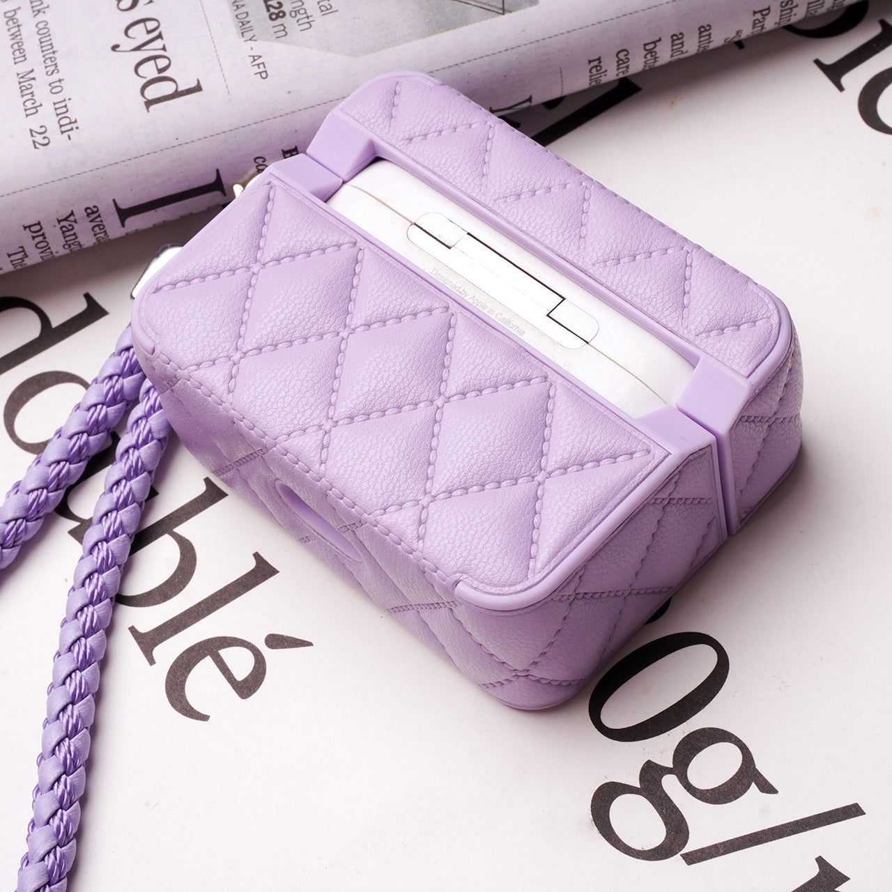 Diamond-quilted down jacket headphone cover