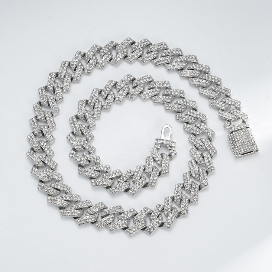 Diamond Rhombus Cuban Link Chain Necklace