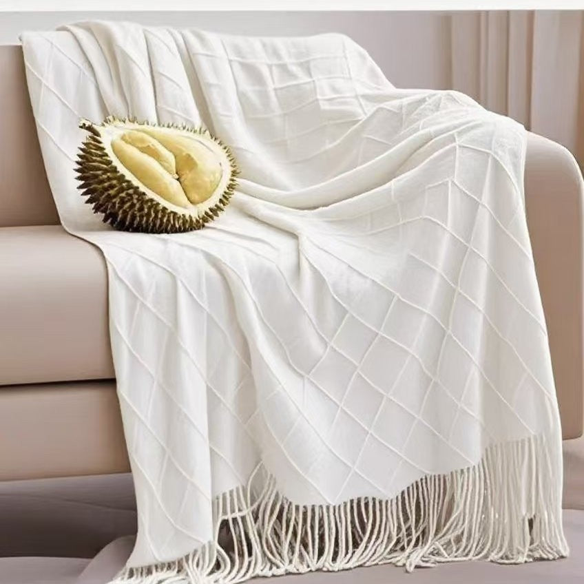 Diamond-shaped sofa blanket throw