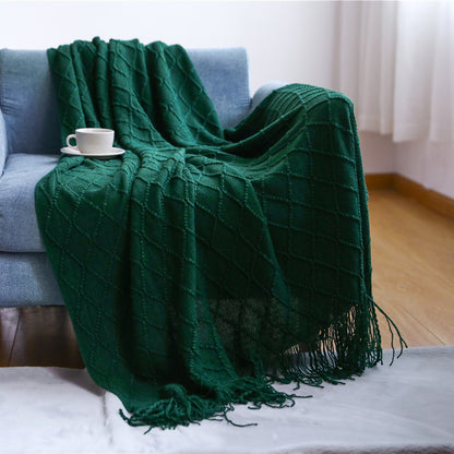 Diamond-shaped sofa blanket throw